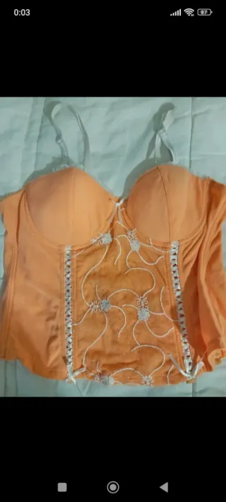 Conjunto lencería sexy S naranja