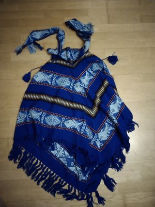 Poncho Vintage Azul Multicolor