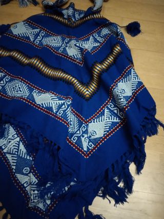 Poncho Vintage Azul Multicolor