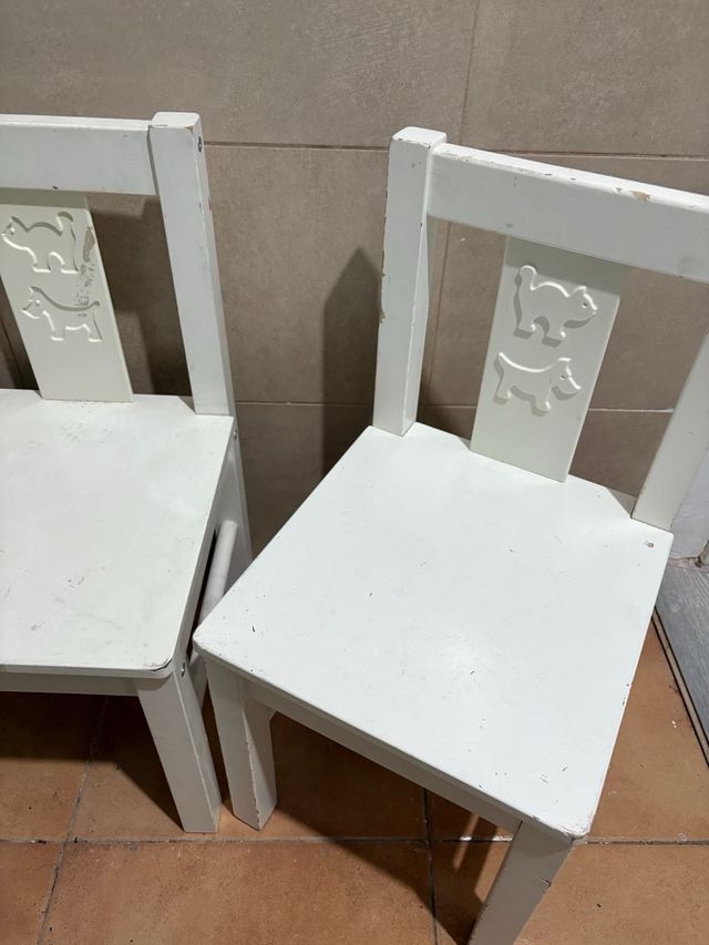 3 Sillas Infantiles Madera Blancas