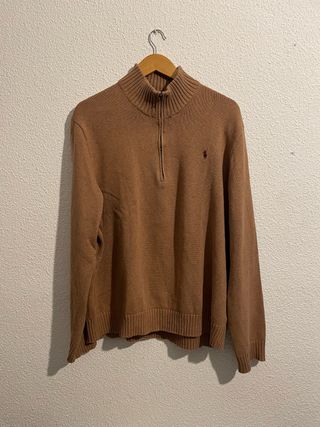 Jersey Polo Ralph Lauren Marrón Cremallera vintage