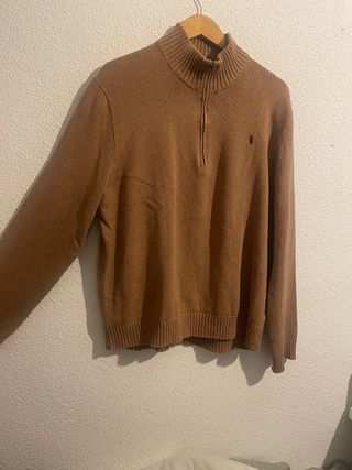 Jersey Polo Ralph Lauren Marrón Cremallera vintage