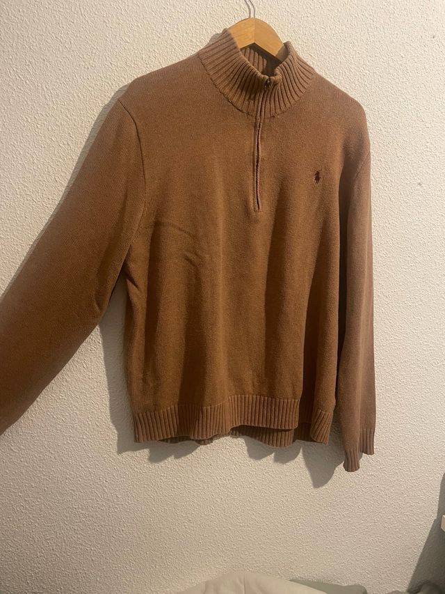 Jersey Polo Ralph Lauren Marrón Cremallera vintage