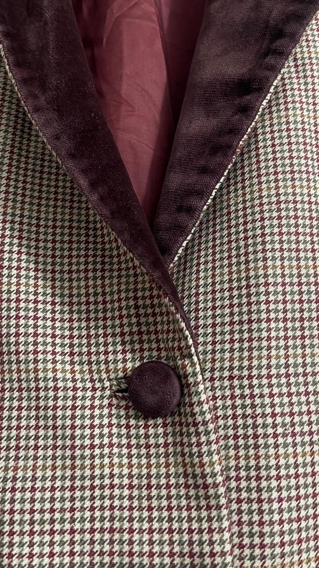 Chaqueta cuadros beige y marrón