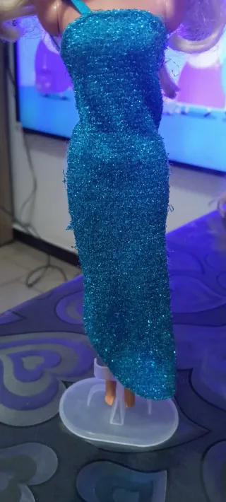 Abito Barbie vintage blu glitterato