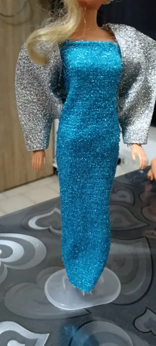 Abito Barbie vintage blu glitterato