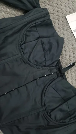 Top Corsé Negro Mangas Abullonadas Talla S