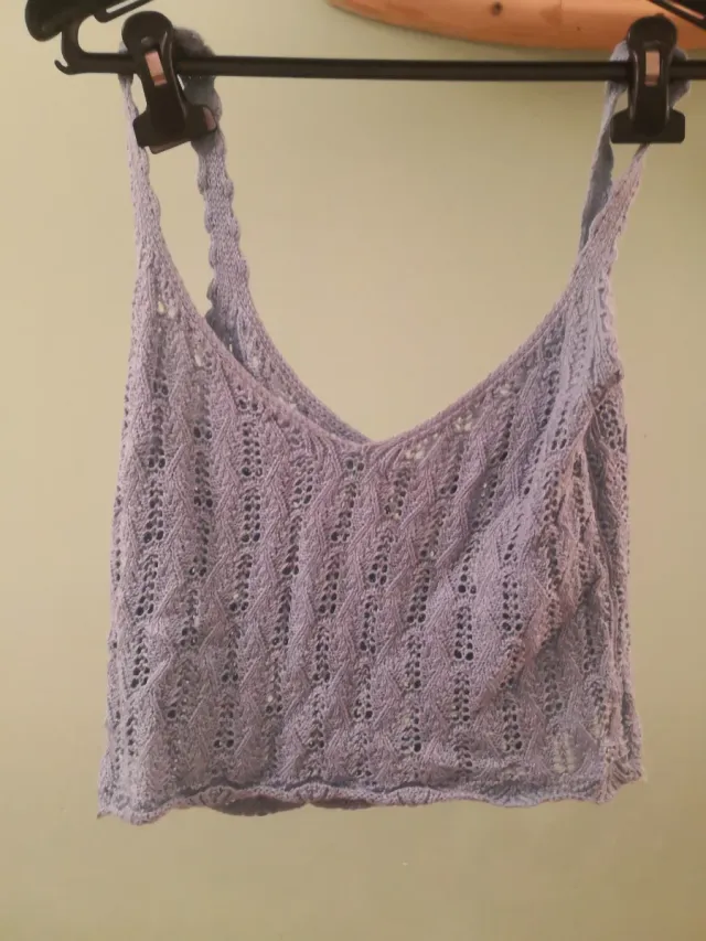 Top corto ganchillo azul