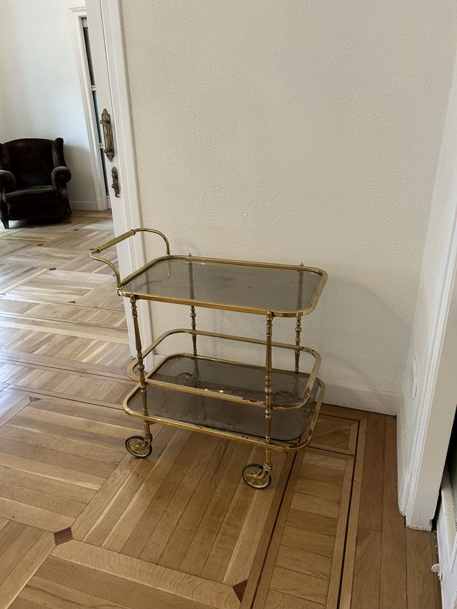 Carrito camarera bar cristal dorado