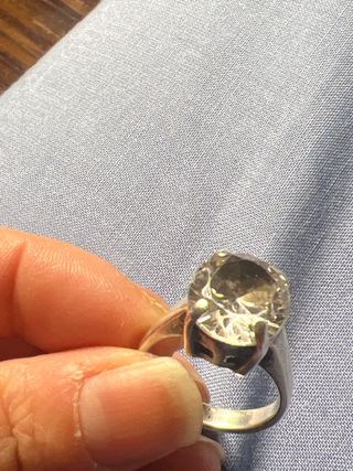 Anillo Plata Ley 925 Solitario Piedra Grande