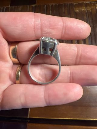 Anillo Plata Ley 925 Solitario Piedra Grande