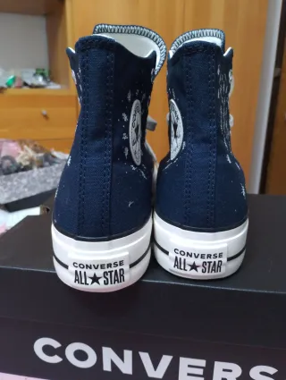 Converse ricamate blu/bianche taglia 39