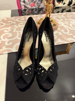 Zapatos Fosco tacón alto negra talla 37 – peep toe