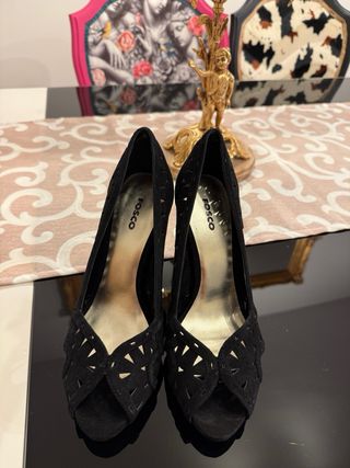 Zapatos Fosco tacón alto negra talla 37 – peep toe