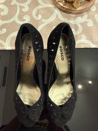 Zapatos Fosco tacón alto negra talla 37 – peep toe
