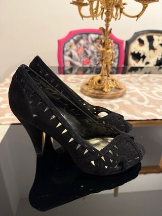 Zapatos Fosco tacón alto negra talla 37 – peep toe
