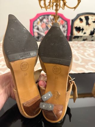 Zapatos tacón ante beige talla 38 – elegante