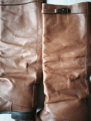 Botas de piel marrón Zara Talla 38