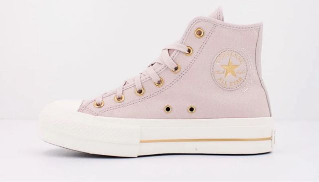 Sneakers Converse rosa e dorate con piattaforma