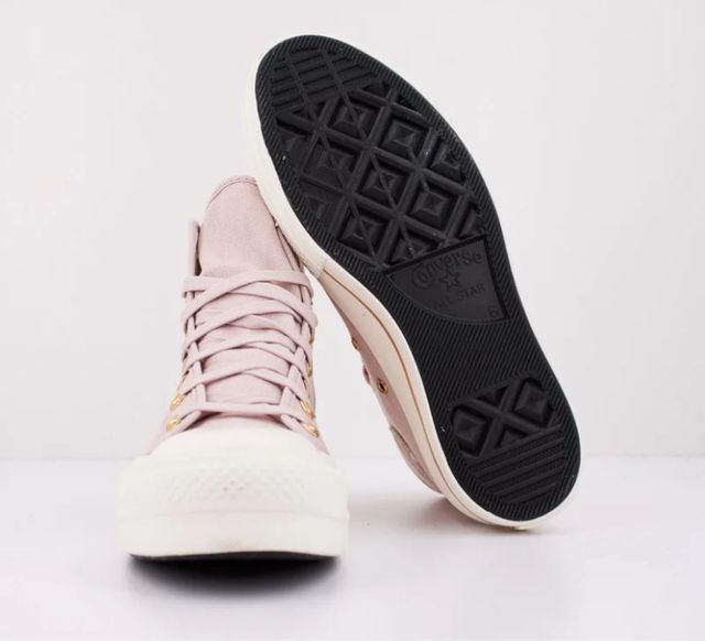 Sneakers Converse rosa e dorate con piattaforma