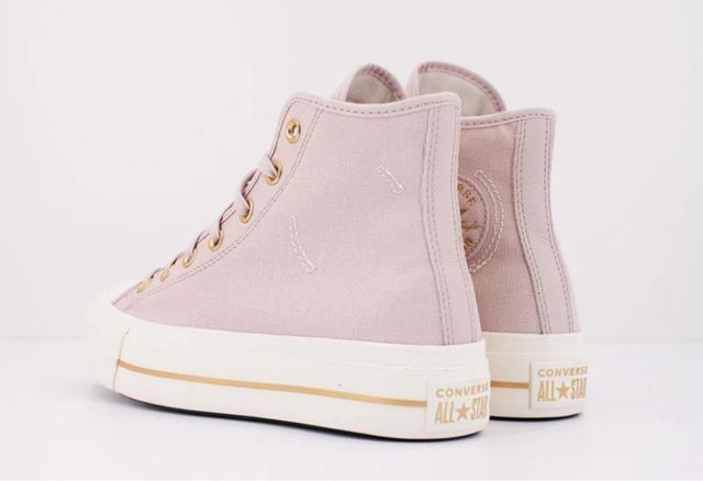 Sneakers Converse rosa e dorate con piattaforma