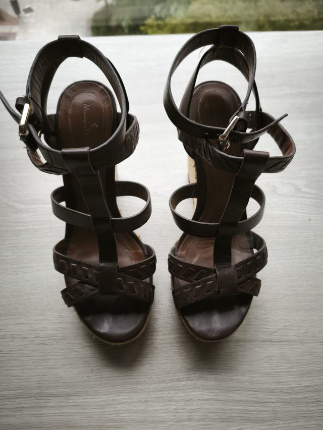Cuñas Massimo Dutti Piel Marrón Talla 37