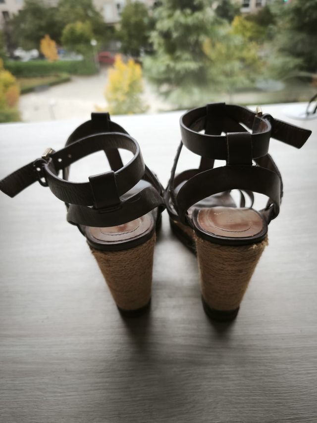 Cuñas Massimo Dutti Piel Marrón Talla 37