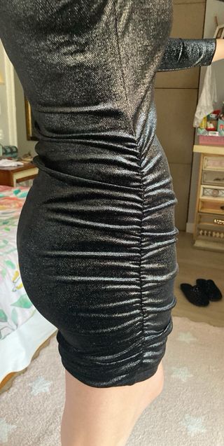 Vestido fiesta terciopelo negro/plata