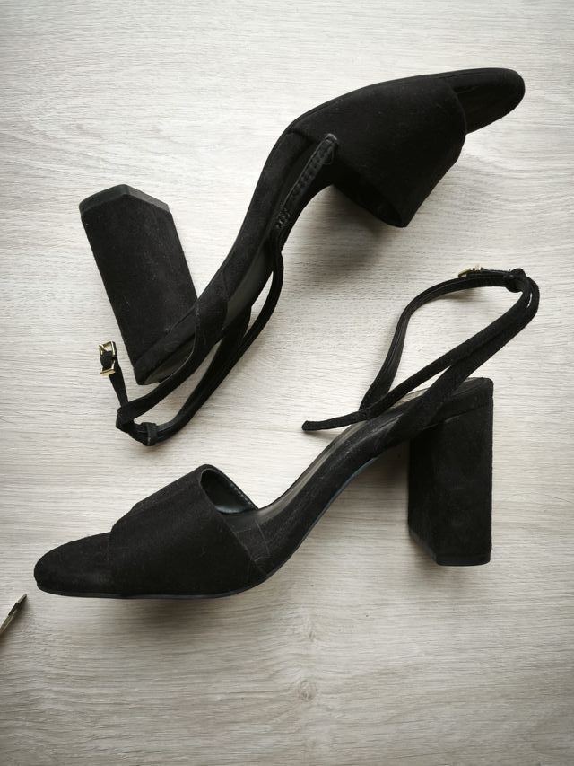 Tacones Zara Ante Negro Talla 37