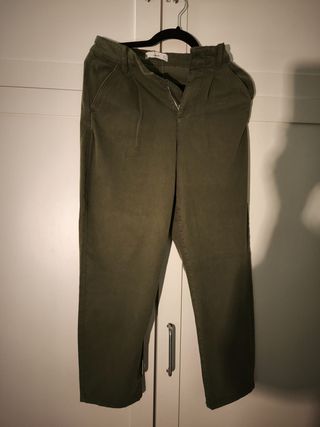Pantalón Mango Talla 32 Verde