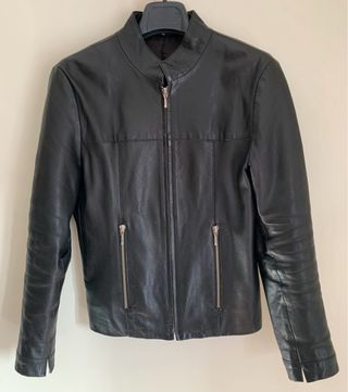 Chaqueta de cuero auténtico negra