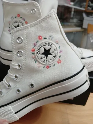 Converse ricami floreali bianche Tg 36.5