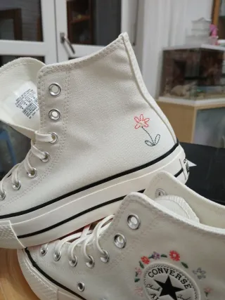 Converse ricami floreali bianche Tg 36.5