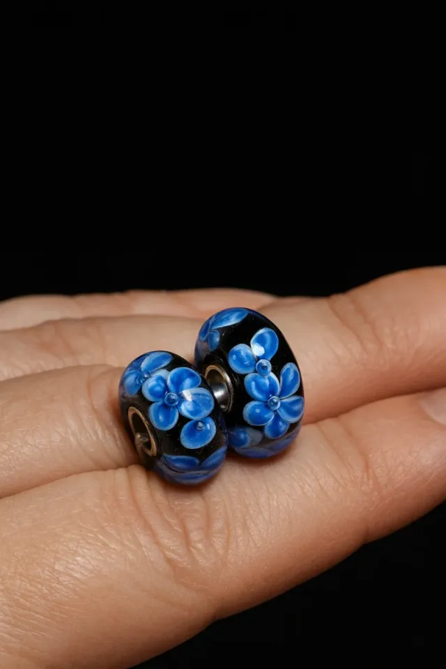 Murano Glass Charm Flores Azules