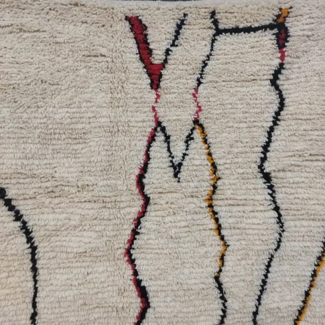 Alfombra Bereber auténtica, lana beige con diseño