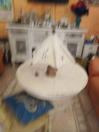 Lampada vintage anni '70 tessuto e legno