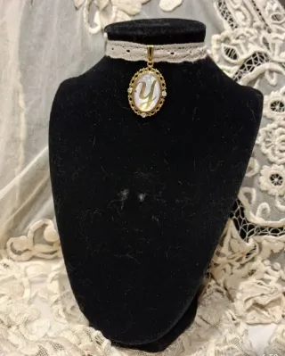 Collar Camafeo Fallera Inicial E Perla