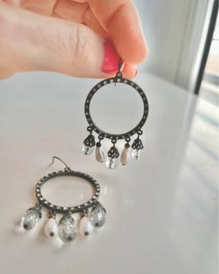 Pendientes vintage aro con cuentas colgantes