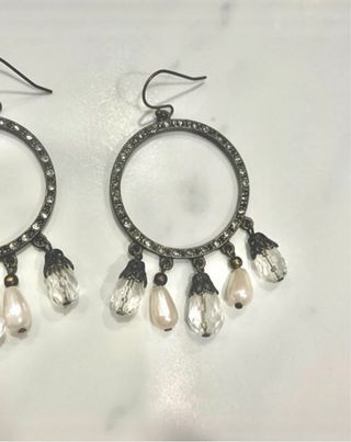 Pendientes vintage aro con cuentas colgantes