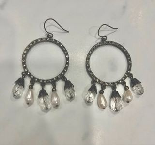Pendientes vintage aro con cuentas colgantes
