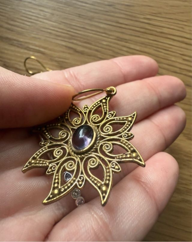 Pendientes Flor Amatista Dorados