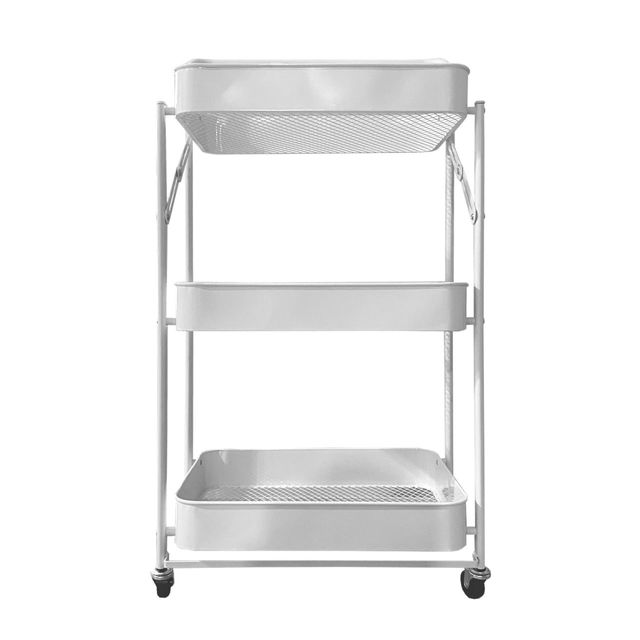 Carrito Metálico Plegable 3 Pisos con Ruedas NUEVO