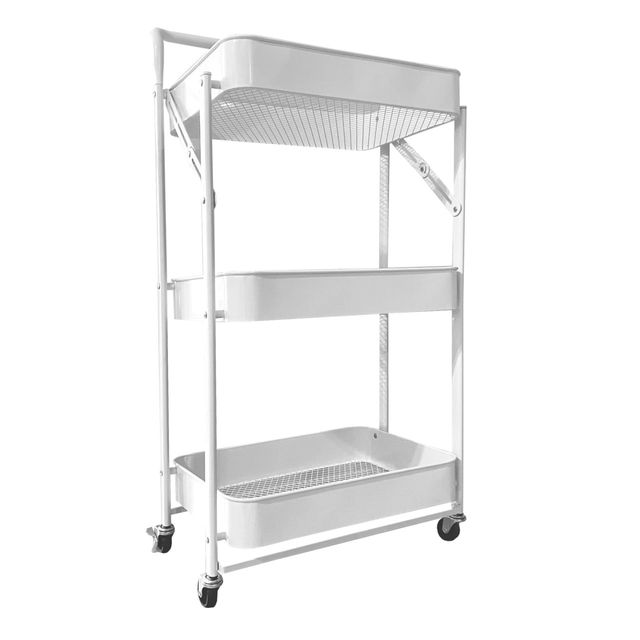 Carrito Metálico Plegable 3 Pisos con Ruedas NUEVO