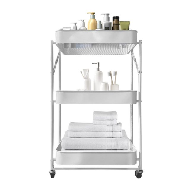 Carrito Metálico Plegable 3 Pisos con Ruedas NUEVO