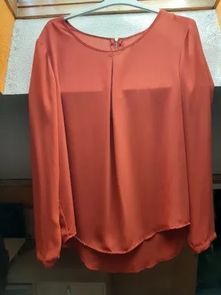 Blusa fluida manga larga naranja talla 44