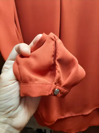 Blusa fluida manga larga naranja talla 44