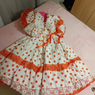 Vestido Flamenco Lunares Naranja Talla Única