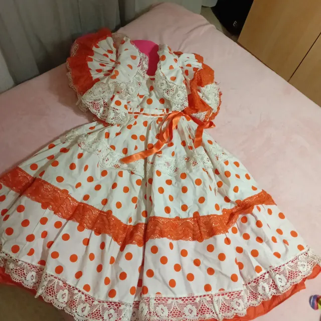Vestido Flamenco Lunares Naranja Talla Única
