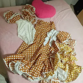 Traje Flamenco Lunares Marrón y Amarillo