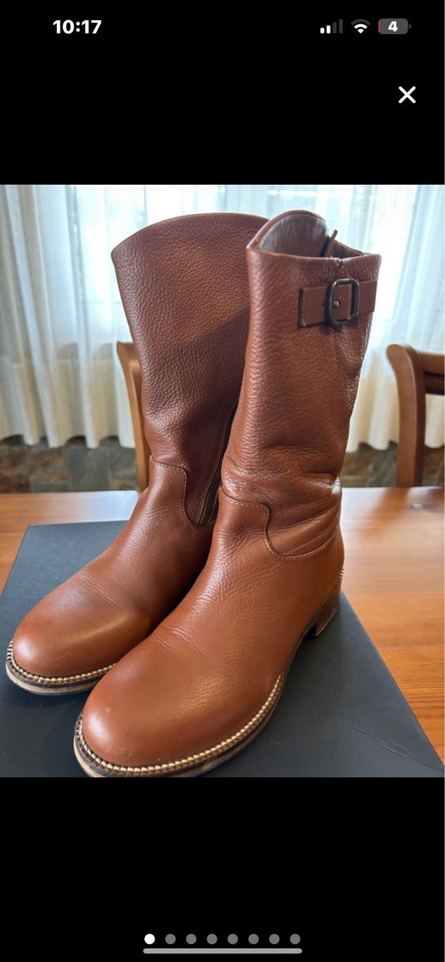 Stivali in pelle Massimo Dutti marroni